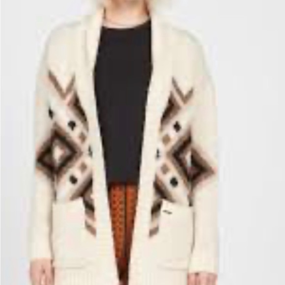 volcom aw peow sand knit womens open cardigan size Medium Grandpa - Picture 2 of 5